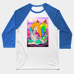 Rainbow quartz fairy and cat friend Baseball T-Shirt